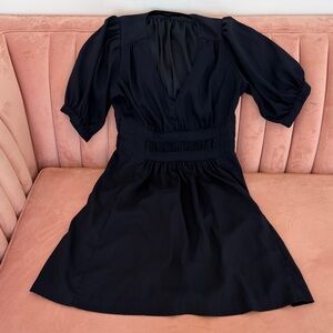 Banana Republic Navy V-Neck Puff Sleeve Mini Dress